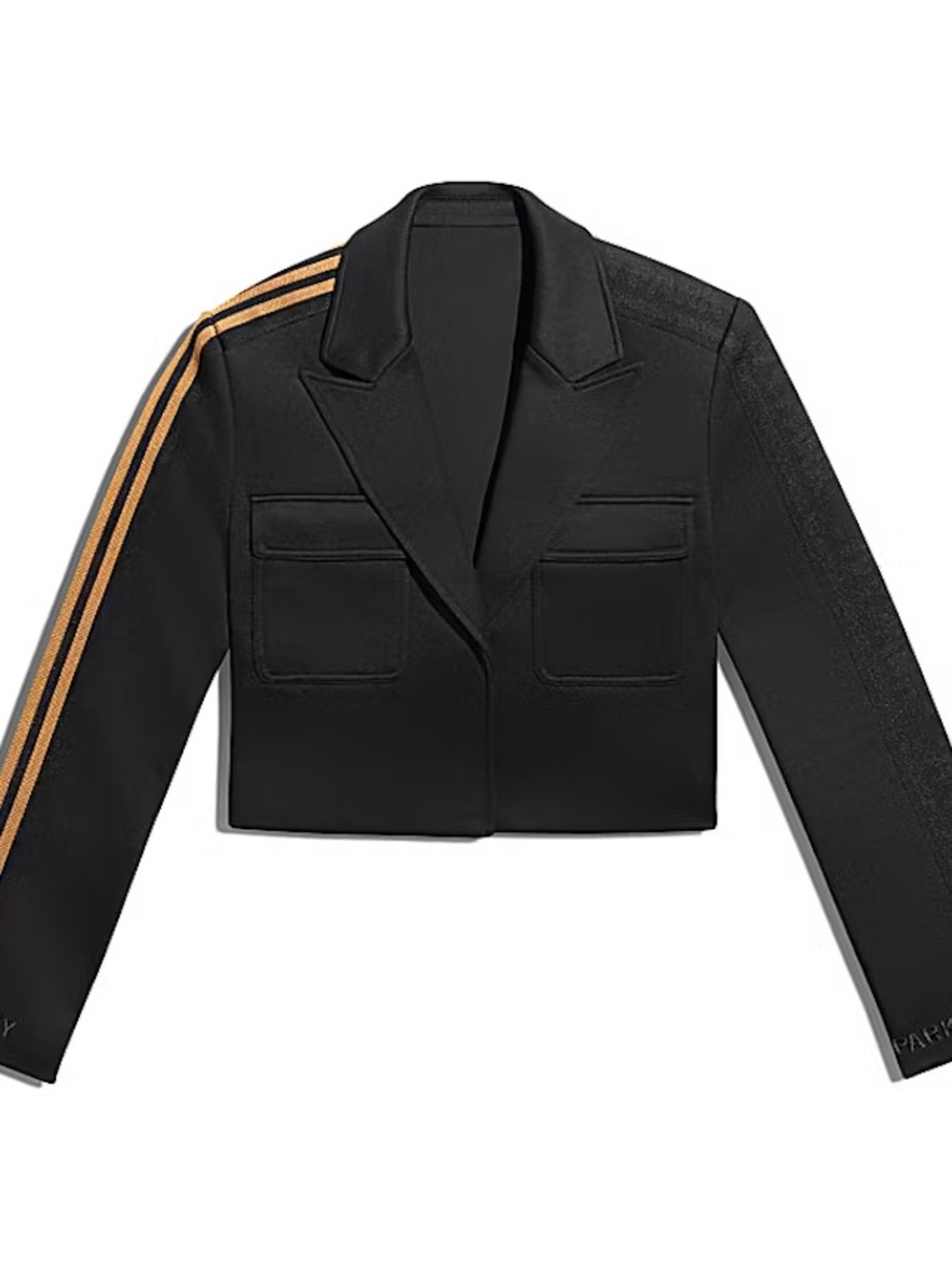 Adidas x Ivy Park Crop Black Blazer with Stripe Sleeve Tailored Jacket